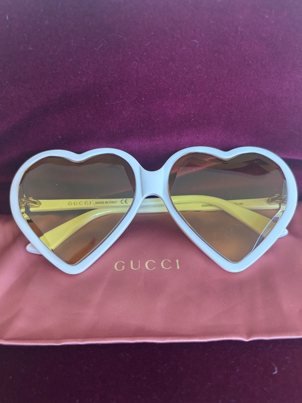 Gucci Heart Sunglasses with Yellow Lenses